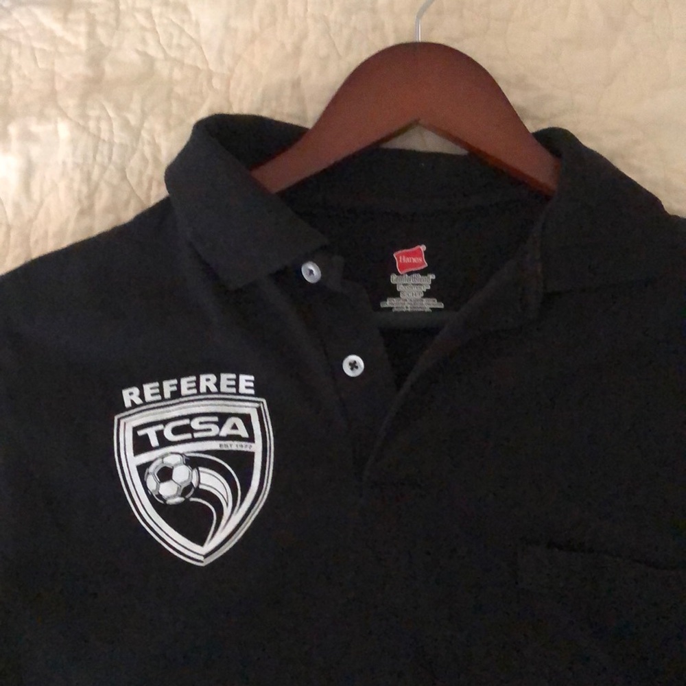 Men’s Black Referee Polo Shirt Comfort Blend 50/50